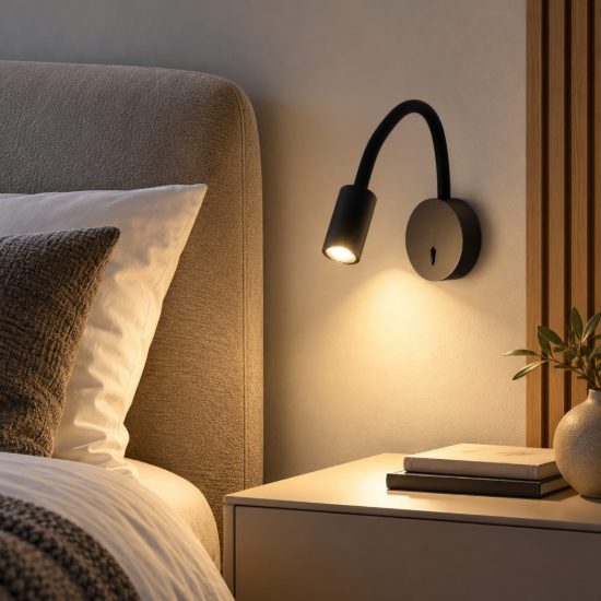 Fabas flux applique per camera da letto nera led 3.1w 3000k snodabile