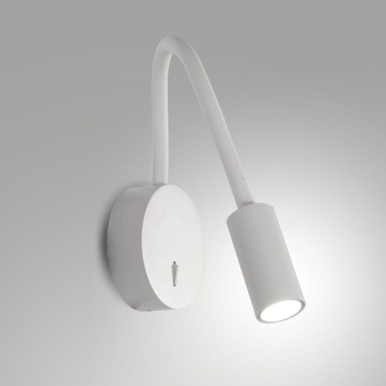 Fabas flux applique led 3.1w 3000k per camera da letto bianca snodabile
