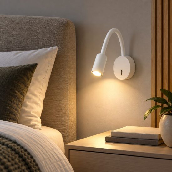 Fabas flux applique led 3.1w 3000k per camera da letto bianca snodabile