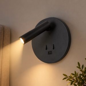 Fabas lollo applique per camera da letto nero led 9w 3000k orientabile