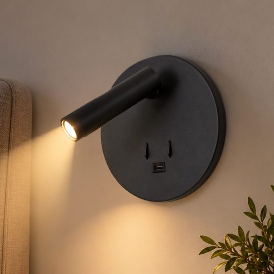 Fabas lollo applique per camera da letto nero led 9w 3000k orientabile