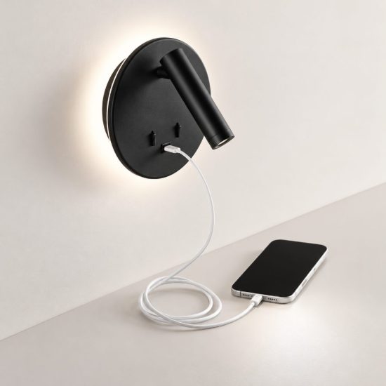 Fabas lollo applique per camera da letto nero led 9w 3000k orientabile