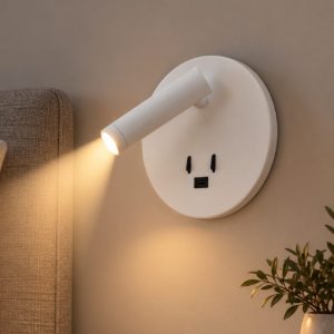 Fabas lollo applique led 9w 3000k per camera da letto bianca orientabile presa usb