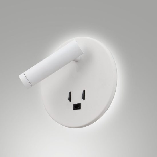 Fabas lollo applique led 9w 3000k per camera da letto bianca orientabile presa usb