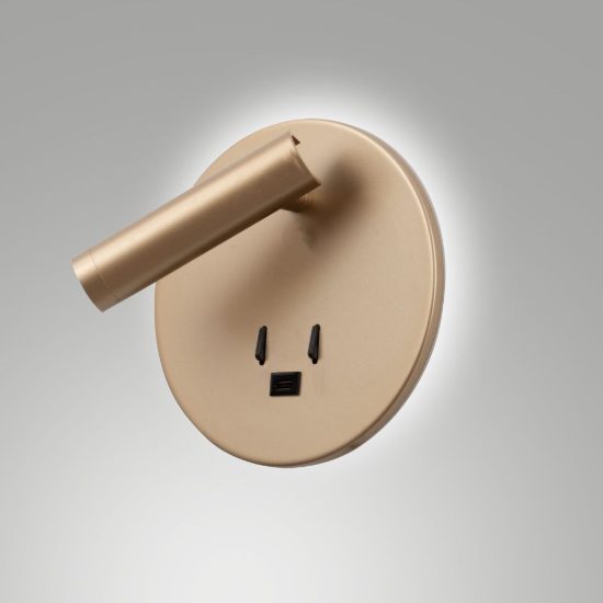 Fabas luce lollo applique led 9w 3000k per camera da letto oro rosato orientabile