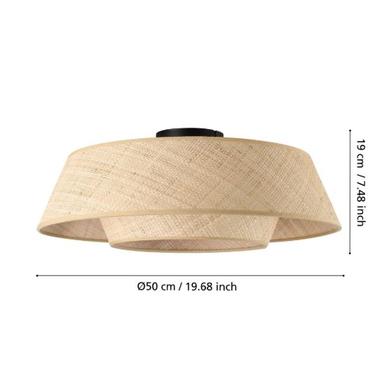 Eglo marford plafoniera moderna tonda nera 50cm per soggiorno
