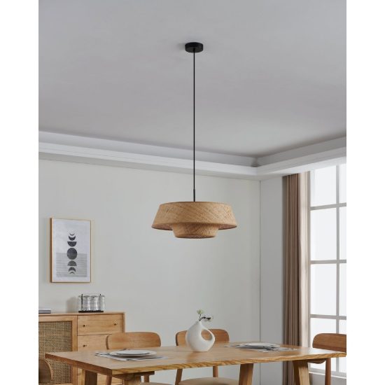 Eglo marford lampadario moderno per soggiorno forma cono nero a sospensione