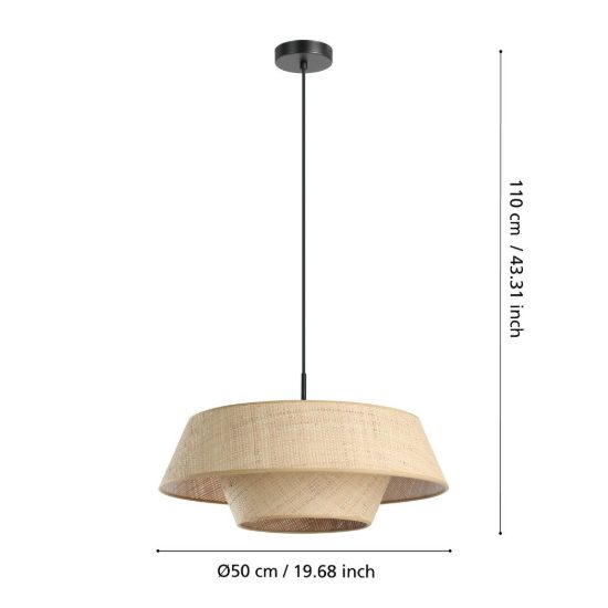 Eglo marford lampadario moderno per soggiorno forma cono nero a sospensione