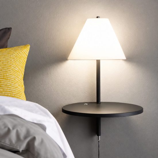 Fabas goodnight applique per camera da letto antracite led 8w 3000k con presa usb