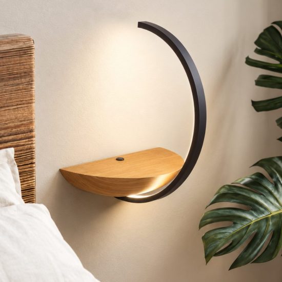 Fabas luce roseg applique per camera da letto nera led 9.5w 3000k