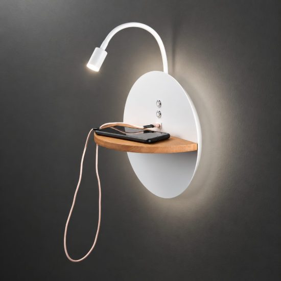 Fabas dual applique led 9w 3000k per camera da letto bianca