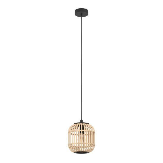 Eglo bordesley lampada per camera da letto moderna nera legno a sospensione