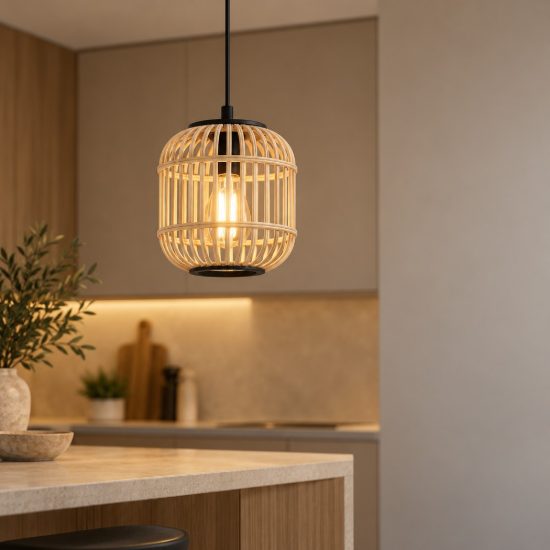 Eglo bordesley lampada per camera da letto moderna nera legno a sospensione