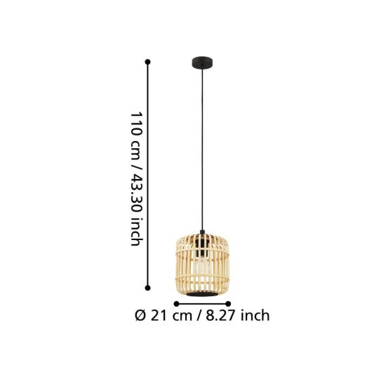 Eglo bordesley lampada per camera da letto moderna nera legno a sospensione