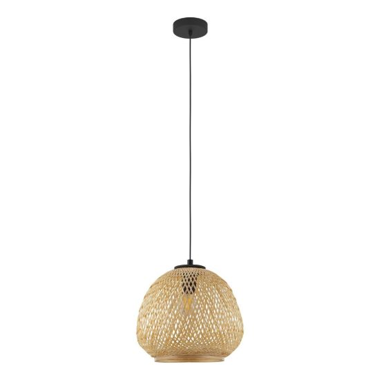 Eglo dembleby lampadario rustico per ingresso cupola nero legno a sospensione