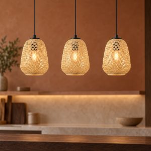 Eglo dembleby lampadario rustico per cucina nero legno a sospensione 3 luci