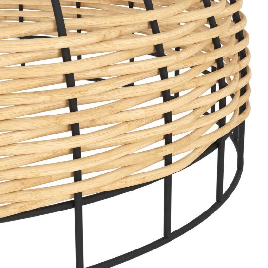 Eglo anwick plafoniera rustica cupola nera rattan 38cm per soggiorno