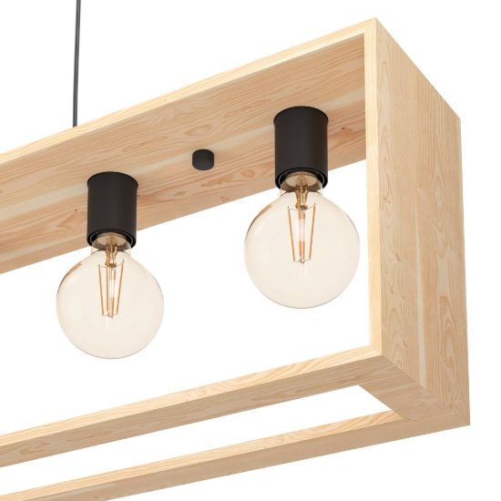 Eglo famborough lampadario a sospensione nero naturale per sala da pranzo 5 luci