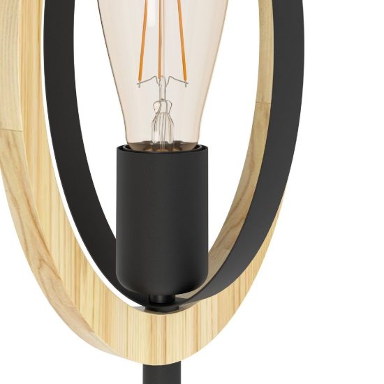 Eglo basildon abat-jour per camera da letto moderna nero e marrone legno