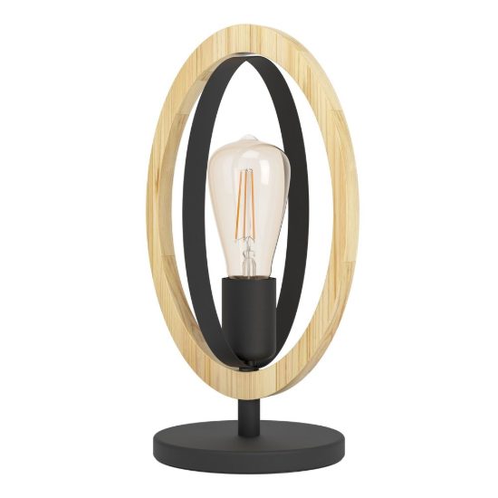 Eglo basildon abat-jour per camera da letto moderna nero e marrone legno