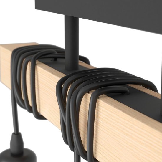 Eglo townshend plafoniera 55cm lineare industriale nero marrone legno