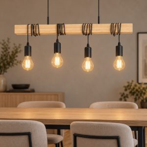 Eglo townshend lampadario a sospensione 4 luci nero marrone per sala da pranzo