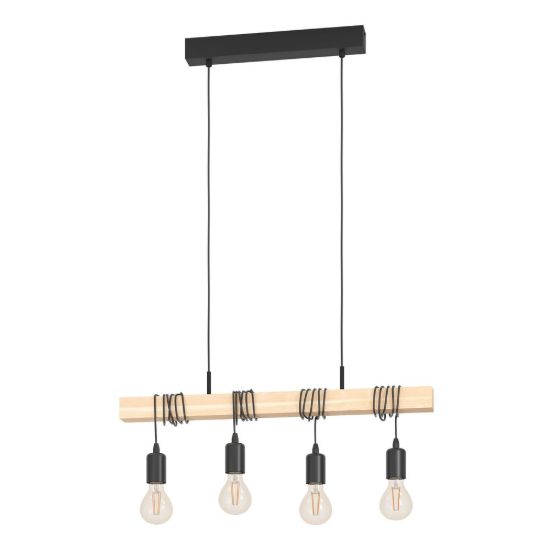 Eglo townshend lampadario a sospensione 4 luci nero marrone per sala da pranzo