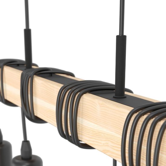 Eglo townshend lampadario a sospensione 4 luci nero marrone per sala da pranzo