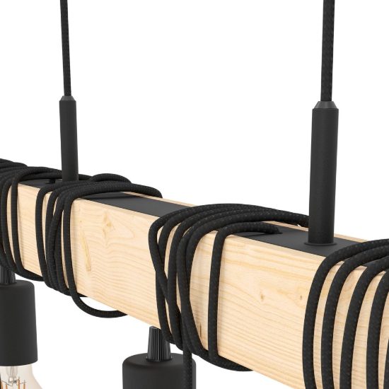 Eglo townshend lampadario a sospensione nero e marrone per sala da pranzo 6 luci