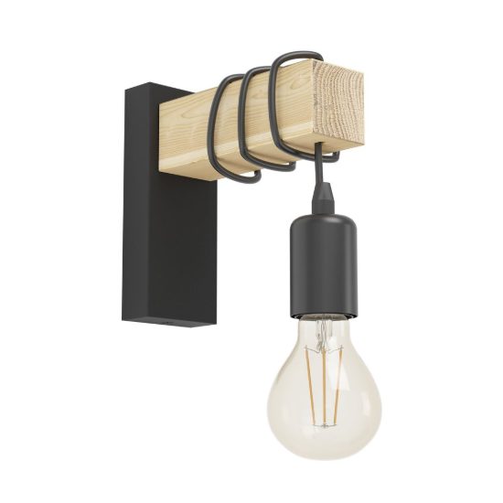 Eglo townshend applique per comodino camera da letto nero e marrone 7cm
