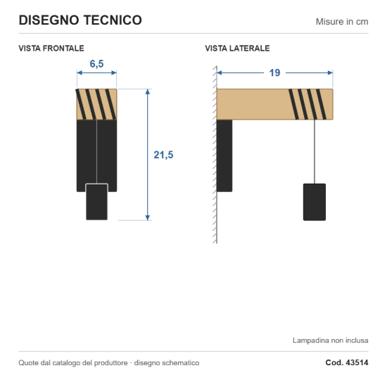 Eglo townshend applique per comodino camera da letto nero e marrone 7cm