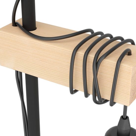 Eglo townshend piantana industriale nero e marrone legno per soggiorno