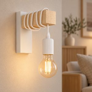 Eglo townshend applique per comodino camera da letto 7cm rettangolare bianca legno