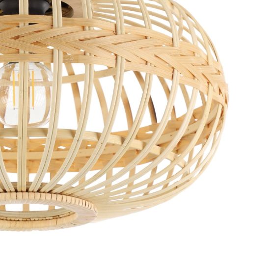Eglo amsfield plafoniera rotonda nera legno 45cm per camera da letto