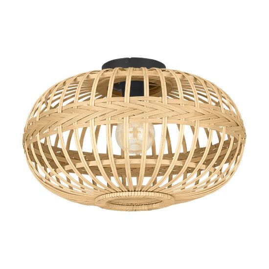 Eglo amsfield plafoniera rotonda nera legno 45cm per camera da letto