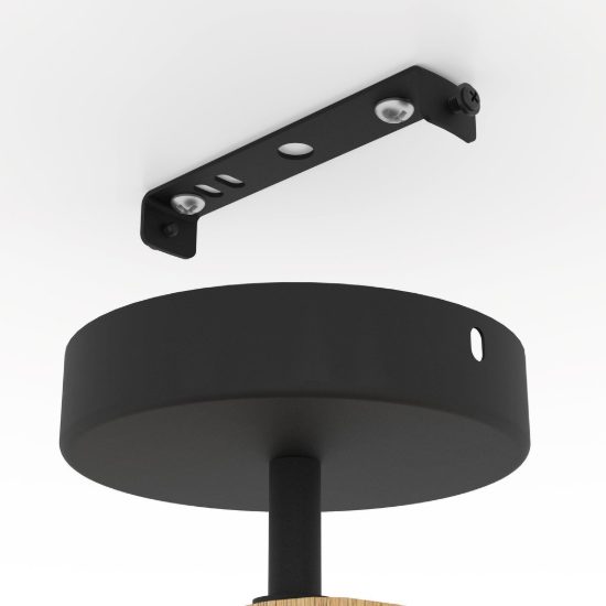 Eglo basildon plafoniera moderna sferica nero e marrone legno 38cm
