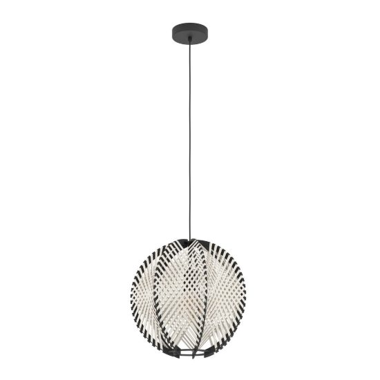 Eglo waverton lampadario per camera da letto sferico nero legno a sospensione