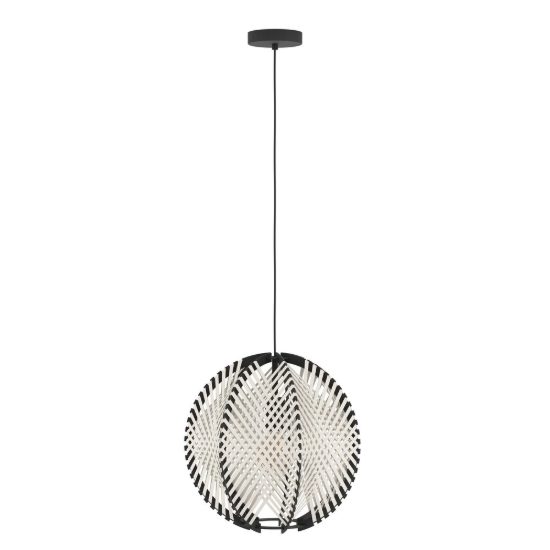 Eglo waverton lampadario per camera da letto sferico nero legno a sospensione