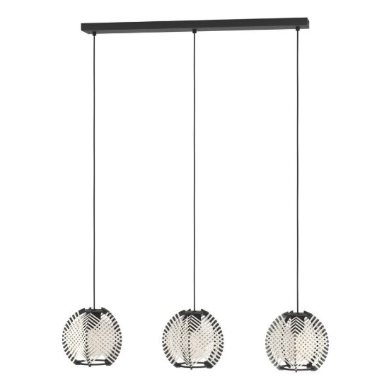 Eglo waverton lampadario per cucina moderno nero legno a sospensione 3 luci