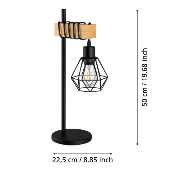 Eglo townshend 5 lampada da tavolo industriale nero e marrone per ufficio