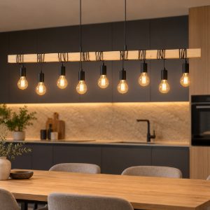 Eglo townshend lampadario a sospensione marrone nero per sala da pranzo 9 luci