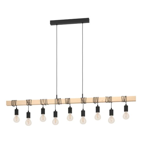 Eglo townshend lampadario a sospensione marrone nero per sala da pranzo 9 luci
