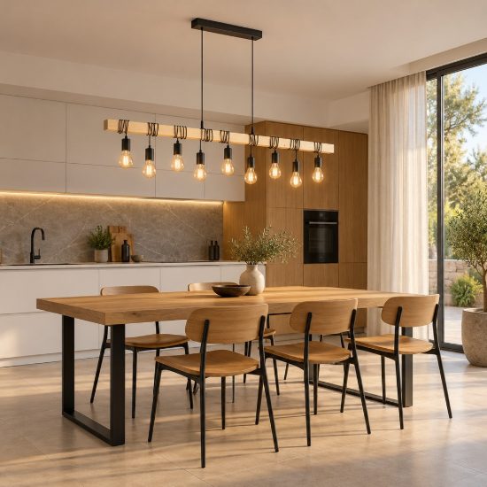 Eglo townshend lampadario a sospensione marrone nero per sala da pranzo 9 luci