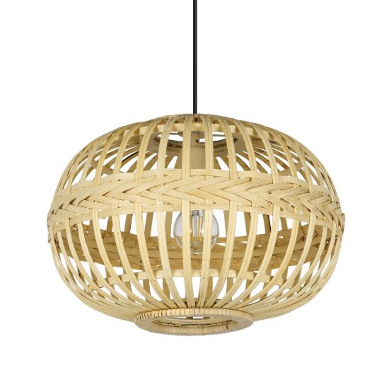 Eglo amsfield lampadario a sospensione per camera da letto marrone legno