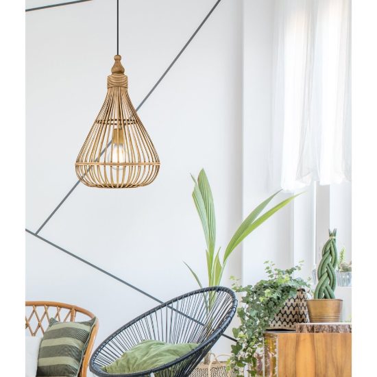 Eglo amsfield lampadario moderno a sospensione per ingresso goccia marrone legno