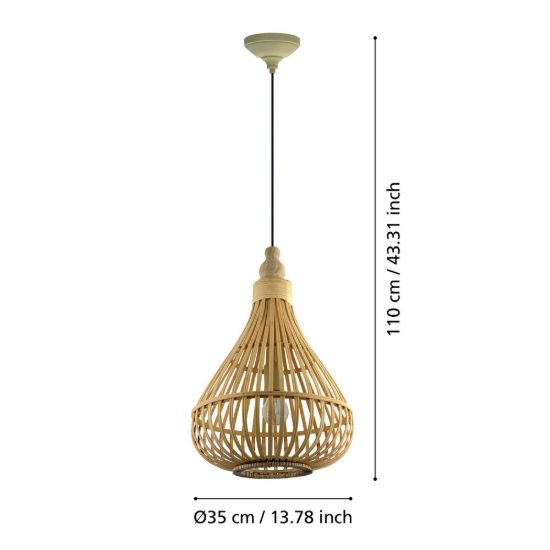 Eglo amsfield lampadario moderno a sospensione per ingresso goccia marrone legno