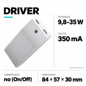 Driver trasformatore on/off min led 9.8w max 35w 350ma cod. 026.221
