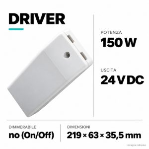 Driver trasformatore on/off led 150w 24v codice 026.261
