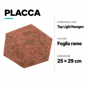 Placca esagonale decorativa metallo foglia rame per plafoniera hexagon top light