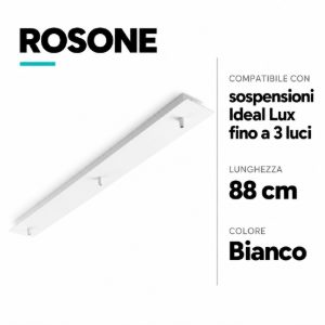 Rosone rettangolare bianco a tre uscite per pendenti